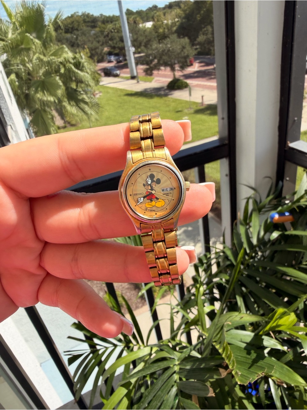 Seiko Gold Tone Mickey Mouse Women's Watch with Yellow Accents